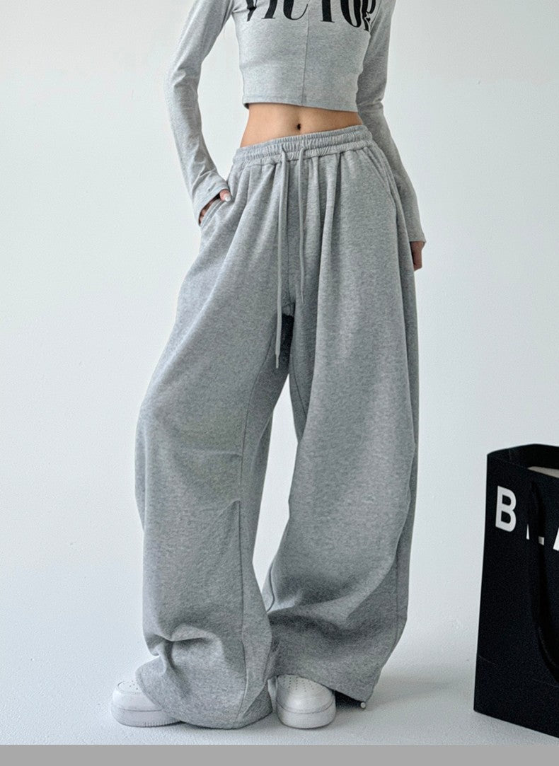 UTCOCO Women's Fuzzy Fleece Wide Leg Pants Elastic Waist Knit Pants Casual Comfy Lounge Trousers with Pockets