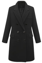 Chouyatou Women's Classic Notched Lapel Double-Breasted Warm Pea Coat Overcoat with Pockets