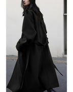 Chouyatou Women's Winter Hidden Single Breasted Wool Coat Raglan Sleeve Business Long Wool Overcoat