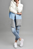 Chouyatou Women's Color Block Hooded Cardigan Casual Loose Open Front Ribbed Knit Long Coatigan Sweater