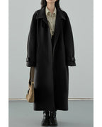 Chouyatou Women's Winter Hidden Single Breasted Wool Coat Raglan Sleeve Business Long Wool Overcoat