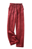 Chouyatou Womens Plaid Fluffy Pajama Pants Fuzzy Fleece Cozy Lounge Pants with Pockets Winter Warm Pj Bottoms