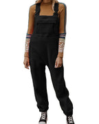 Chouyatou Womens Fuzzy Fleece Overall Jumpsuits Casual Loose Fit Winter Sherpa Bib Overalls with Pockets