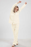 Chouyatou Womens Pajama Sets Cotton Pj Set Cute Heart Print Long Sleeve Button Down Shirt With Long Pants