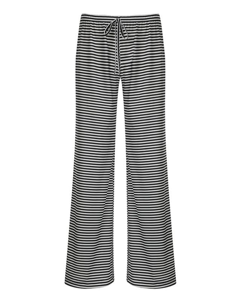 Chouyatou Womens Comfy Pajama Pants Striped Low Waisted Lounge Pants Elastic Waist Drawstring Long Trousers