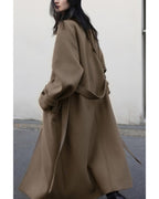 Chouyatou Women's Winter Hidden Single Breasted Wool Coat Raglan Sleeve Business Long Wool Overcoat