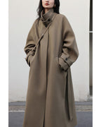 Chouyatou Women's Winter Hidden Single Breasted Wool Coat Raglan Sleeve Business Long Wool Overcoat