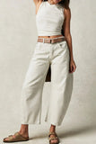 Chouyatou Barrel Jeans Women Wide Leg Cropped Jeans Y2k Mid Rise Baggy Jeans Boyfriend Denim Pants Harem Pants