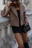 Chouyatou Women Crop Pea Coat Wool Blend Office Work Lapel Collar Short Winter Jacket Trench Coat