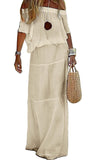 Chouyatou Women's Summer Off Shoulder Ruffle Cotton Dress Short Sleeve Mid Rise Beach Boho Long Maxi Dress