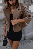 Chouyatou Women Crop Pea Coat Wool Blend Office Work Lapel Collar Short Winter Jacket Trench Coat