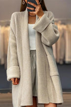 Chouyatou Women's Chunky Open Front Long Cardigan Lightweight Long Sleeve Coatigan Sweater