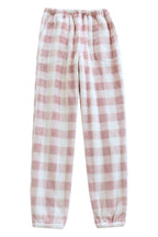 Chouyatou Womens Plaid Fluffy Pajama Pants Fuzzy Fleece Cozy Lounge Pants with Pockets Winter Warm Pj Bottoms