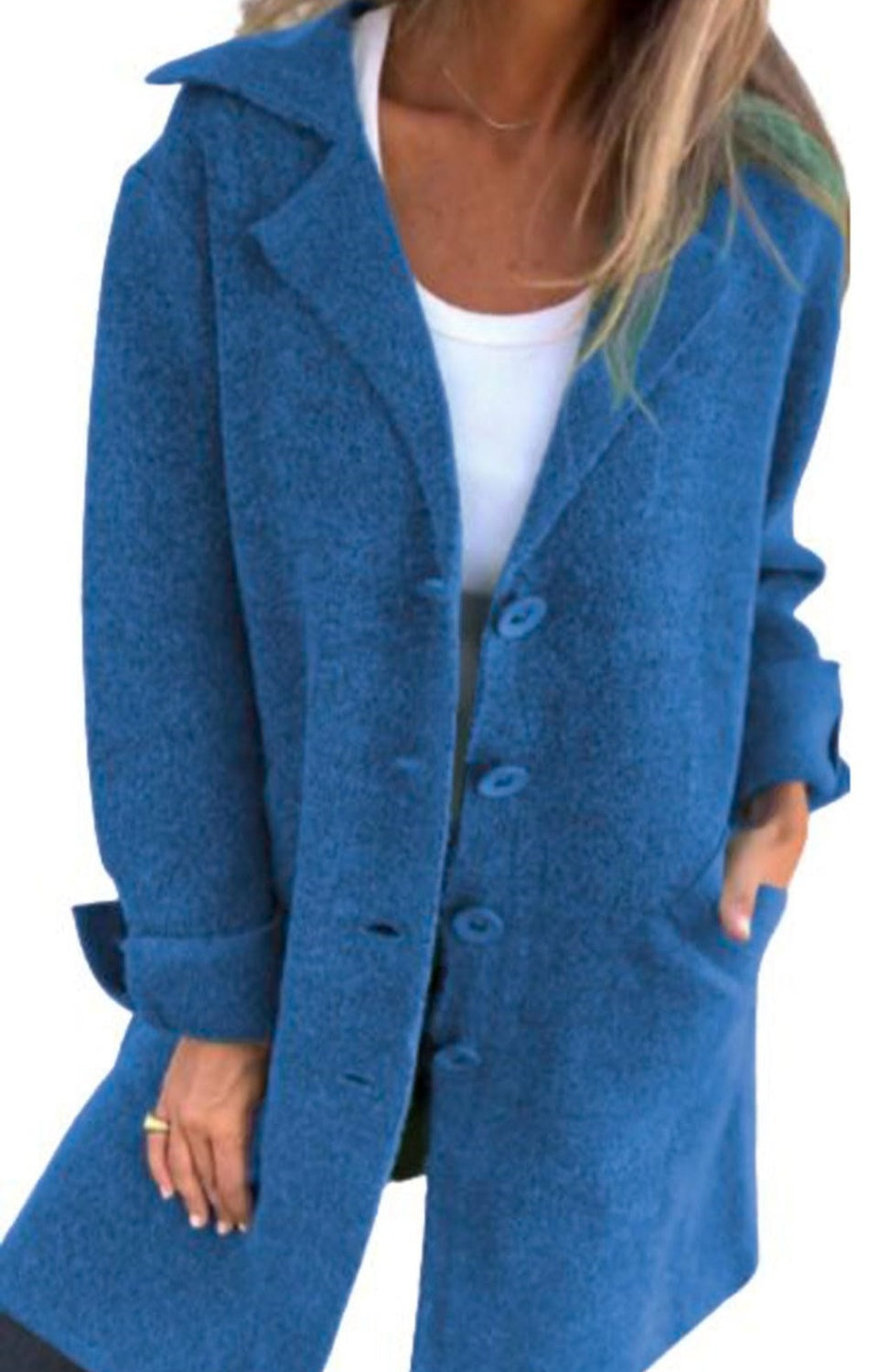 Chouyatou Women Long Cardigan Notched Collar Button Down Loose Fit Knit Blazer Sweater Jacket