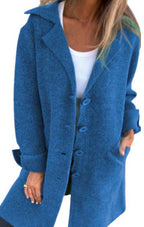 Chouyatou Women Long Cardigan Notched Collar Button Down Loose Fit Knit Blazer Sweater Jacket