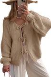 Chouyatou Women's Cute Bow Knot Cardigan Fall Casual Oversized Ribbed Knit Sweater Cardigan Tops