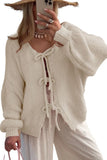 Chouyatou Women's Cute Bow Knot Cardigan Fall Casual Oversized Ribbed Knit Sweater Cardigan Tops