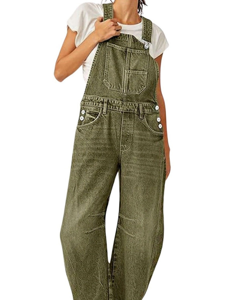 Chouyatou Women Y2k Baggy Barrel Jeans Overalls Wide Leg Denim Pants Bib Overalls Jumpsuit Boyfriend Patchwork Jeans