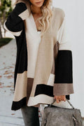 Chouyatou Women's Fall Geometric Color Block Open Front Cardigan Sweater Elegant Casual Oversized Coatigan Coat