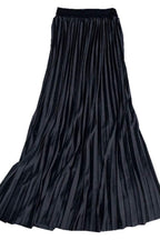 Chouyatou Women's Fall Winter High Wasit Ankle Length Velvet Maxi Long Pleated Skirt