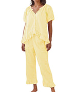 Chouyatou Womens Gingham Pajama Set 2 Piece Short Sleeve Babydoll Shirt and Pants Lounge Set Cute Sleepwear