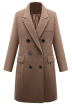Chouyatou Women's Classic Notched Lapel Double-Breasted Warm Pea Coat Overcoat with Pockets