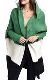 Chouyatou Women's Color Block Hooded Cardigan Casual Loose Open Front Ribbed Knit Long Coatigan Sweater