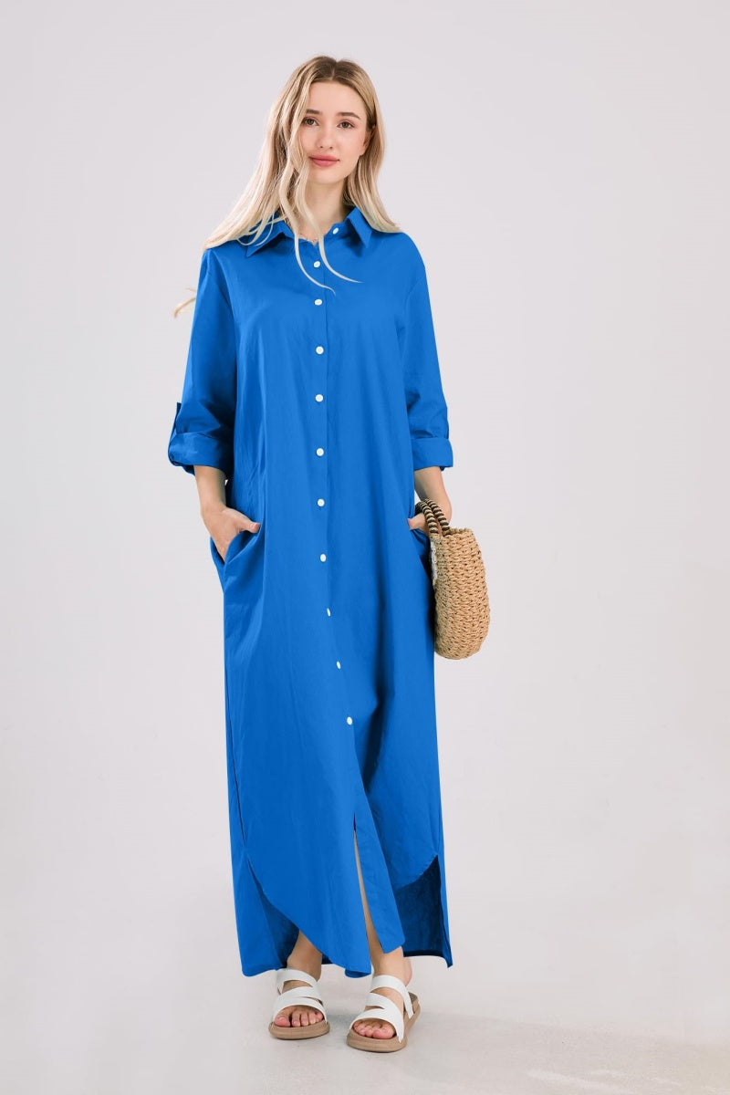 Chouyatou Summer Dresses for Women 2025 Casual Loose Split Long Sleeve – CHOUYATOU