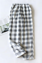 Chouyatou Womens Plaid Fluffy Pajama Pants Fuzzy Fleece Cozy Lounge Pants with Pockets Winter Warm Pj Bottoms