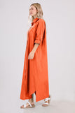 Chouyatou Summer Dresses for Women 2025 Casual Loose Split Long Sleeve Button Down Maxi Shirt Dress