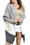 Chouyatou Women's Color Block Hooded Cardigan Casual Loose Open Front Ribbed Knit Long Coatigan Sweater
