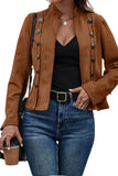 Chouyatou Women's Faux Suede Leather Jacket 2024 Fall Winter Clothes Casual Business Long Sleeve Blazer Jacket Coat