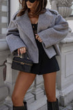 Chouyatou Women Crop Pea Coat Wool Blend Office Work Lapel Collar Short Winter Jacket Trench Coat