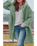 Chouyatou Women's Winter Single Breasted Long Wool Coat with Hood Casual Wool Blend Trench Coat Jacket