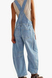 Chouyatou Women Y2k Baggy Barrel Jeans Overalls Wide Leg Denim Pants Bib Overalls Jumpsuit Boyfriend Patchwork Jeans
