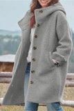 Chouyatou Women's Winter Single Breasted Long Wool Coat with Hood Casual Wool Blend Trench Coat Jacket