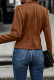 Chouyatou Women's Faux Suede Leather Jacket 2024 Fall Winter Clothes Casual Business Long Sleeve Blazer Jacket Coat