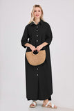 Chouyatou Summer Dresses for Women 2025 Casual Loose Split Long Sleeve Button Down Maxi Shirt Dress