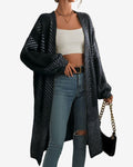 Chouyatou Women's Color Block Striped Fuzzy Long Cardigan Sweaters Open Front Diagonal Stripe Knit Cardigan Jacket Coat