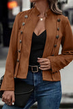 Chouyatou Women's Faux Suede Leather Jacket 2024 Fall Winter Clothes Casual Business Long Sleeve Blazer Jacket Coat