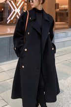 Chouyatou chouyatou Women's Winter Double Breasted Midi Long Wool Pea Coat Notch Lapel Winter Trench Coat