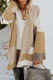 Chouyatou Women's Fall Geometric Color Block Open Front Cardigan Sweater Elegant Casual Oversized Coatigan Coat