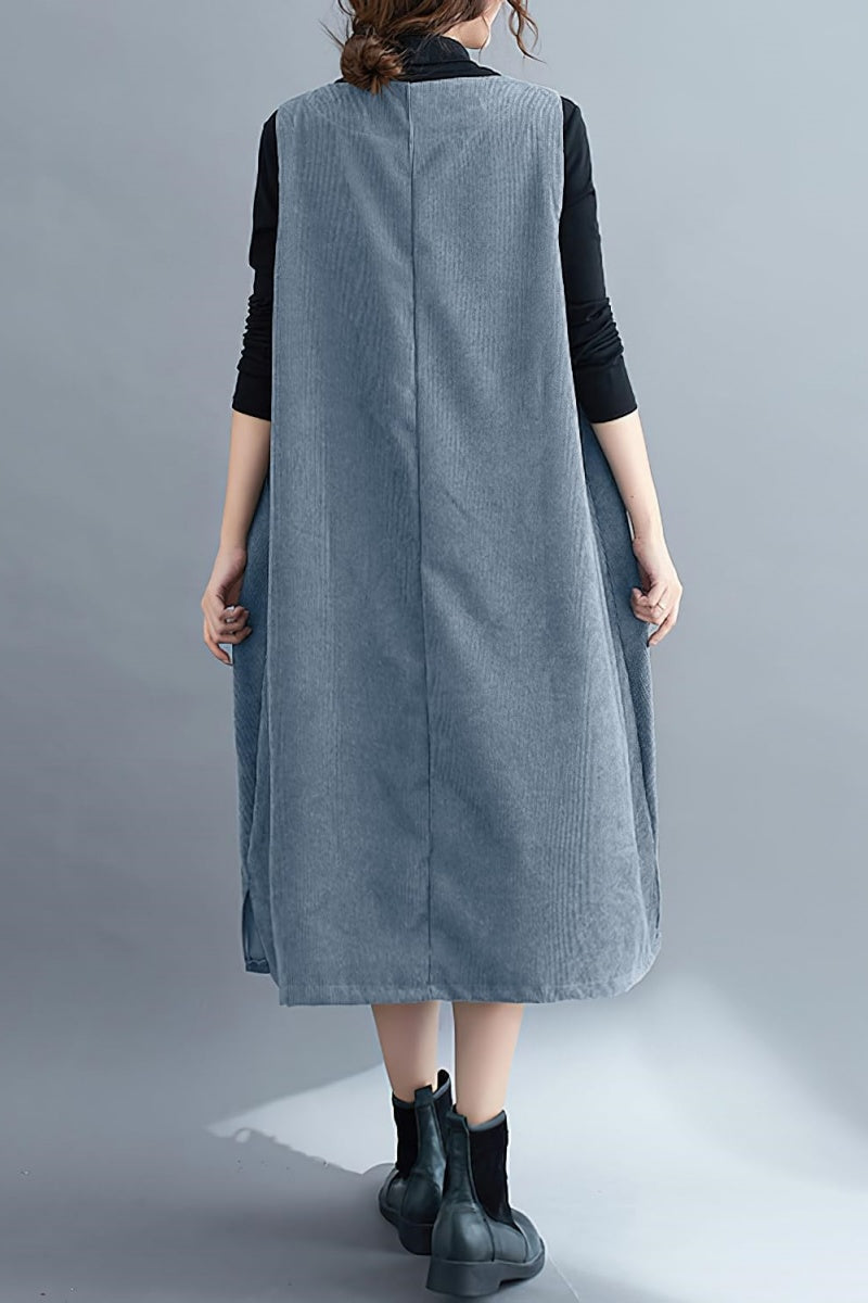 Chouyatou Women Fall Winter Sleeveless Corduroy Overall Dress Jumper M CHOUYATOU Chouyatou Women Fall Winter Sleeveless Corduroy Overall Dress Jumper M CHOUYATOU
