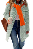 Chouyatou Women's Color Block Striped Hooded Cardigan Sweaters Button Down Long Coatigan Jackets with Pockets