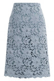 Chouyatou Women's Elegant Floral Lace Knee Length Pencil Skirt