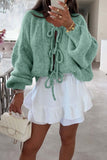 Chouyatou Women's Cute Bow Knot Cardigan Fall Casual Oversized Ribbed Knit Sweater Cardigan Tops
