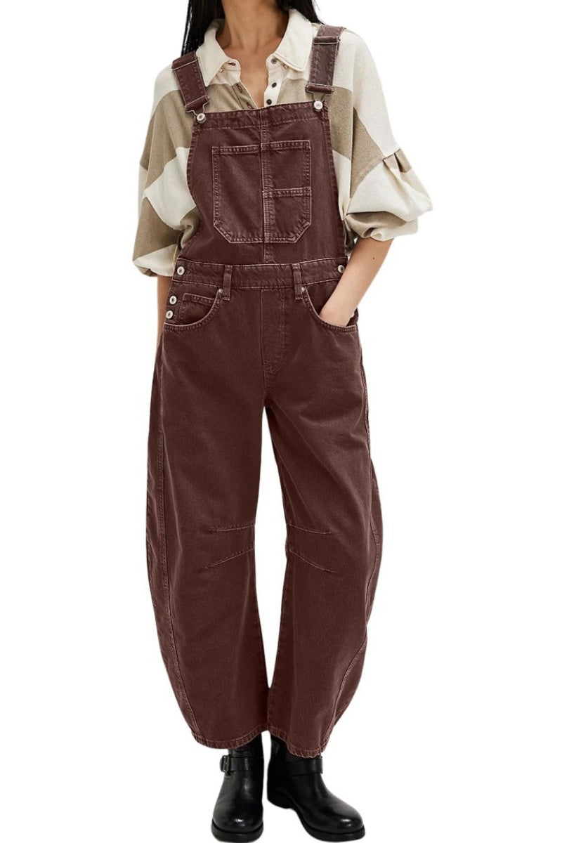 Chouyatou Women Y2k Baggy Barrel Jeans Overalls Wide Leg Denim Pants Bib Overalls Jumpsuit Boyfriend Patchwork Jeans