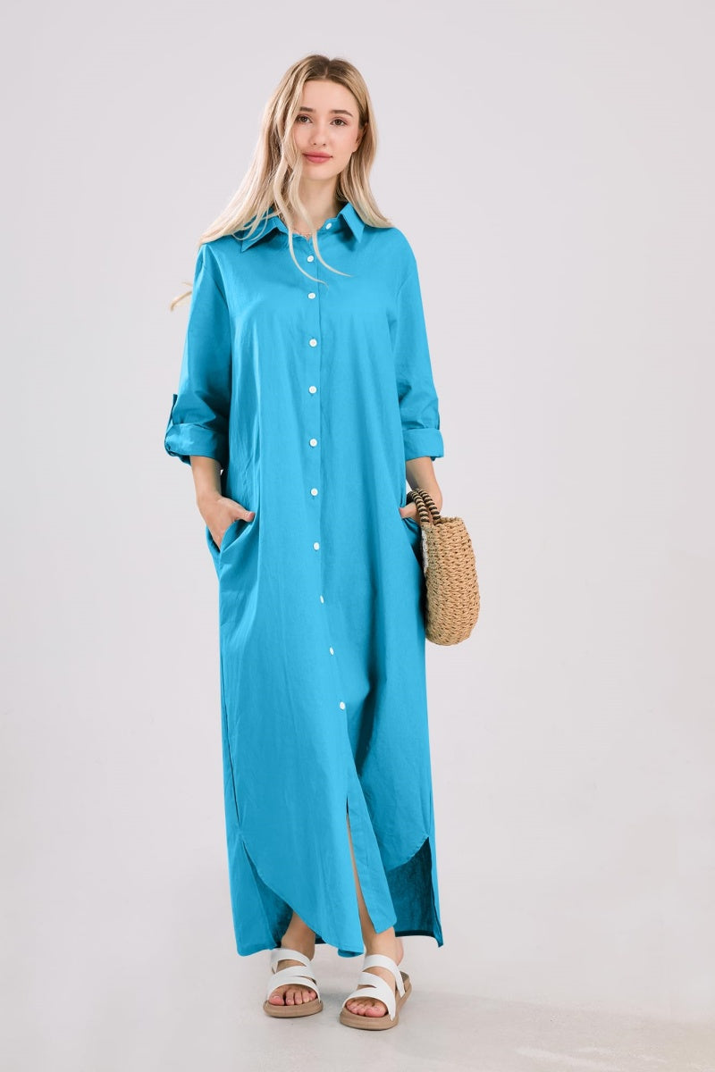 long button down summer dress Fuguibadn Women Sleeveless Shirt Long Dress Summer V Neck Button Down Casual Beach Party Swing A-line Midi Dress (A-Black, S) at Amazon Women's Clothing store