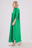 Chouyatou Summer Dresses for Women 2025 Casual Loose Split Long Sleeve Button Down Maxi Shirt Dress