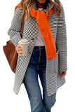 Chouyatou Women's Color Block Striped Hooded Cardigan Sweaters Button Down Long Coatigan Jackets with Pockets